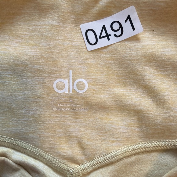ALO ALOSOFT High Waist Leggings Warm Butter Heathered Yellow Large 7/8 Length - Picture 7 of 10